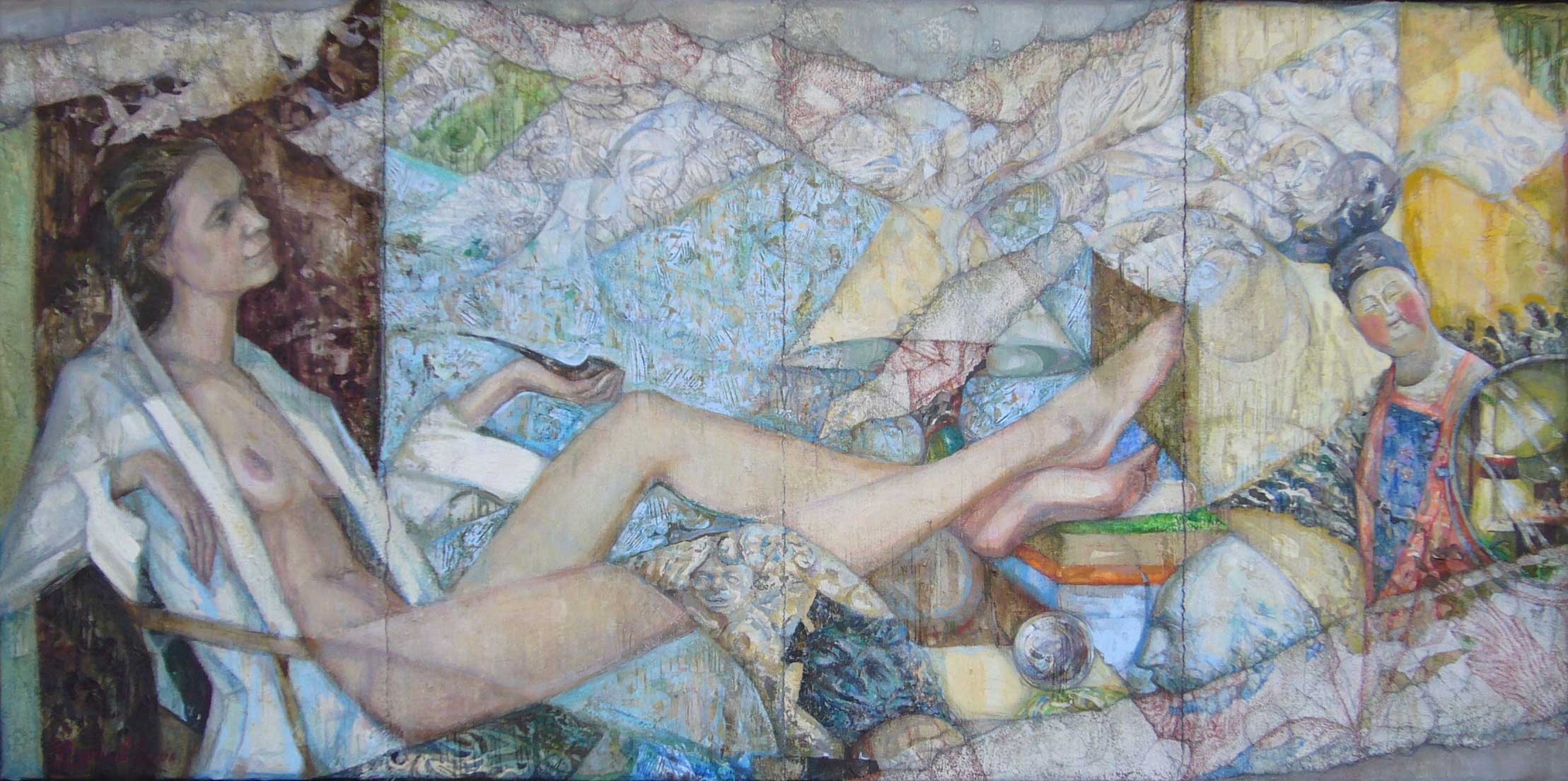 Young lady with a Pipe 2006 100x50